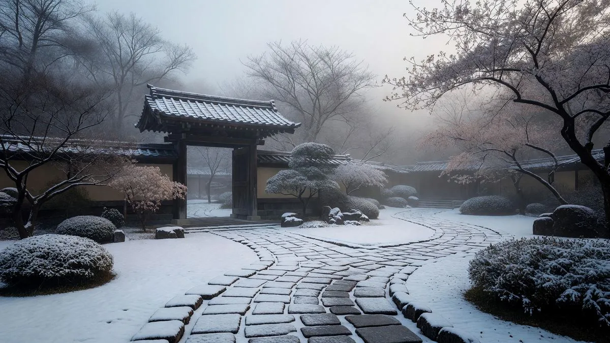 冬の雪の門